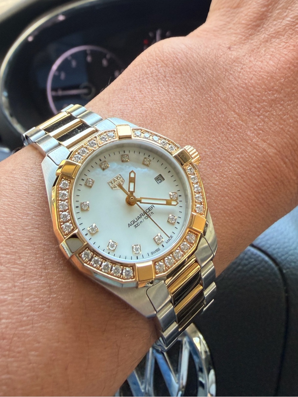 Tag Heuer Two-Tone Ladies Diamond Bezel Watch — 18k gold plated Gold & Silver
